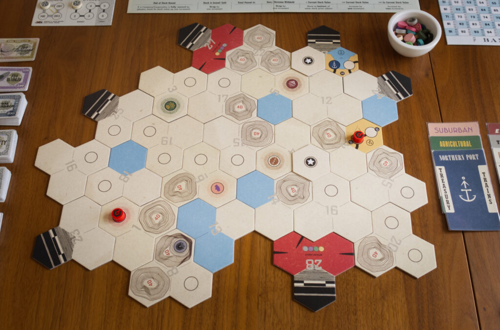 Empty map after setup of board game Railways of the Lost Atlas