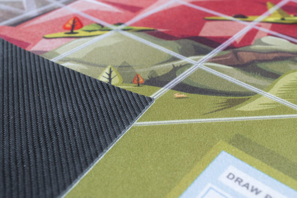 Custom printed neoprene map from Deep Cut Studio