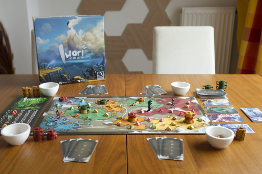 Board game Iwari Deluxe, full 4p table setup